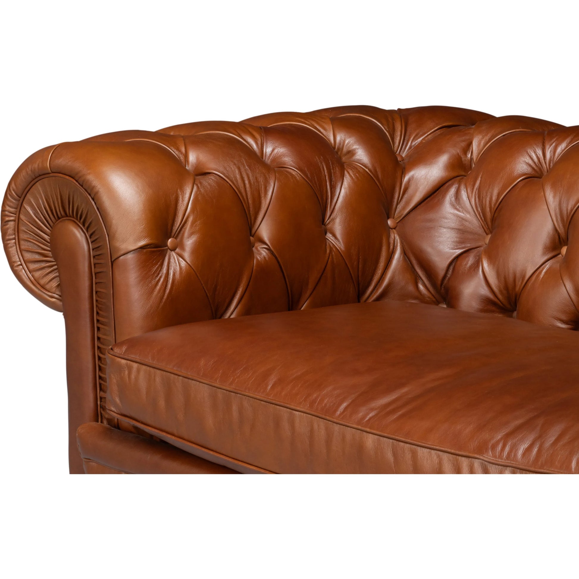 Savile Leather Sofa by Sarreid Ltd. in rubber wood legs, leather, marseile dark brown. Made from rubber wood legs, leather in a traditional style.