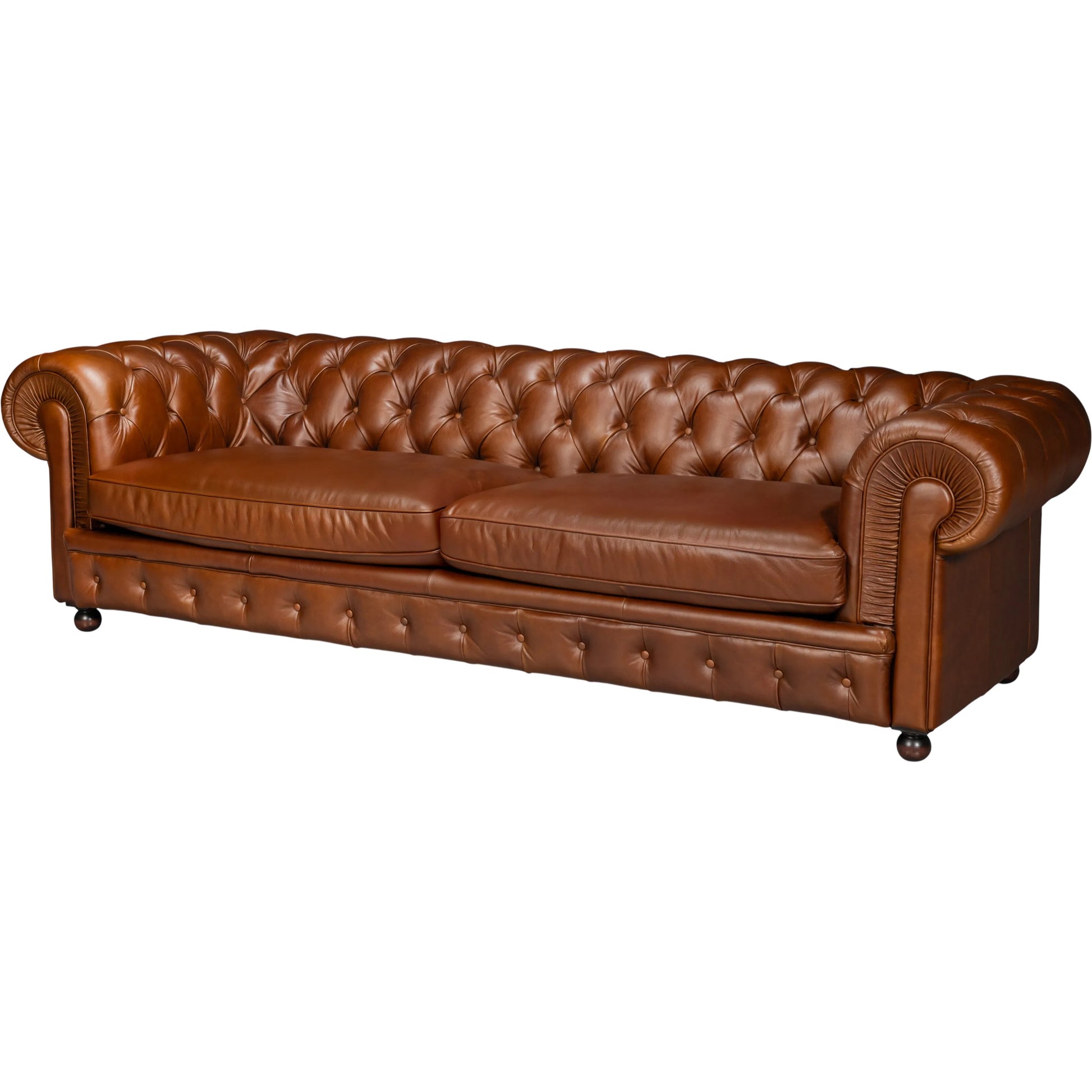 Savile Leather Sofa by Sarreid Ltd. in rubber wood legs, leather, marseile dark brown. Made from rubber wood legs, leather in a traditional style.