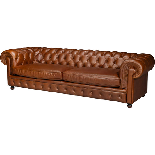 Savile Leather Sofa by Sarreid Ltd. in rubber wood legs, leather, marseile dark brown. Made from rubber wood legs, leather in a traditional style.
