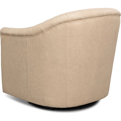 Essex Swivel Chair by Sarreid Ltd.. Made from cow leather in a traditional style.