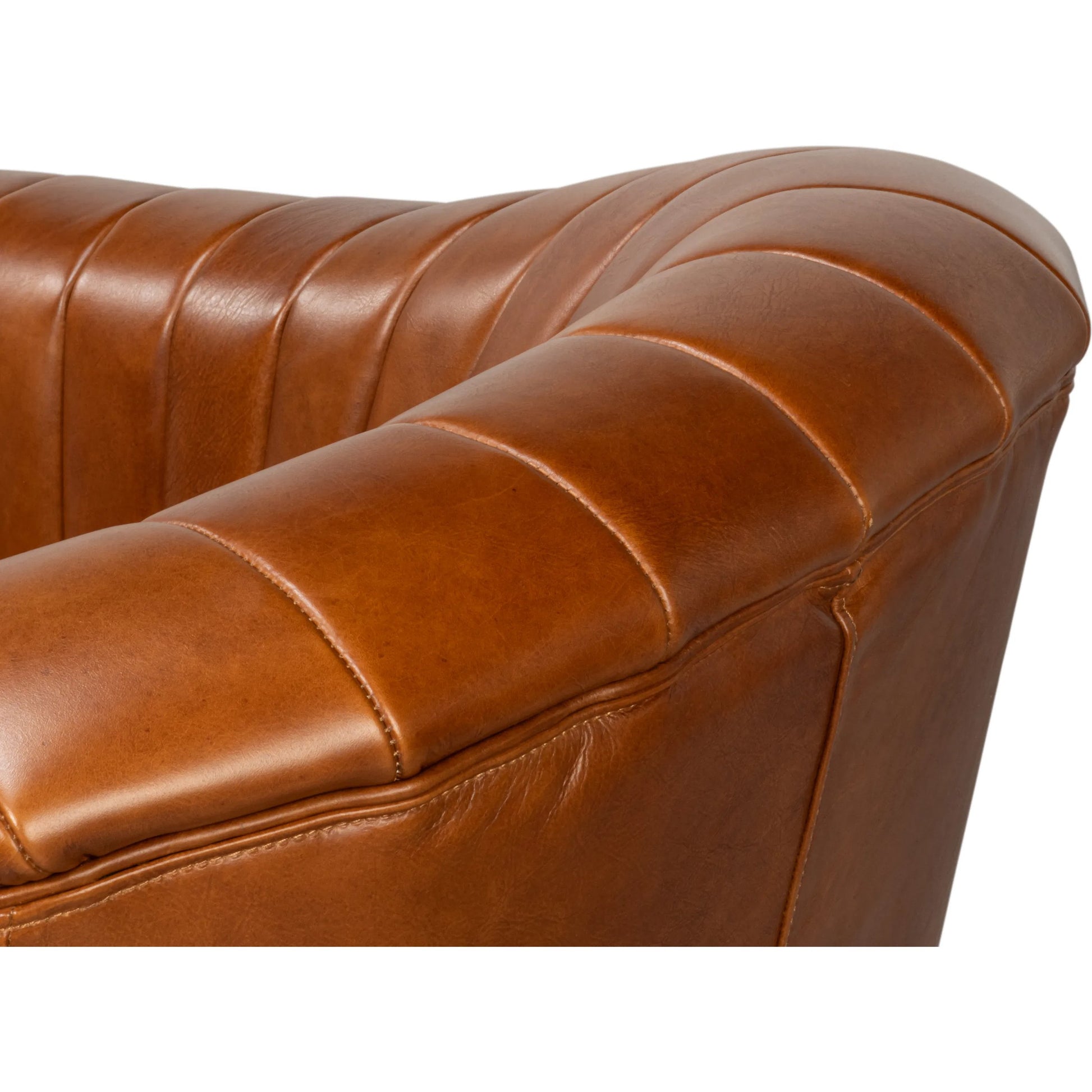 Essex Swivel Chair by Sarreid Ltd.. Made from cow leather in a traditional style.
