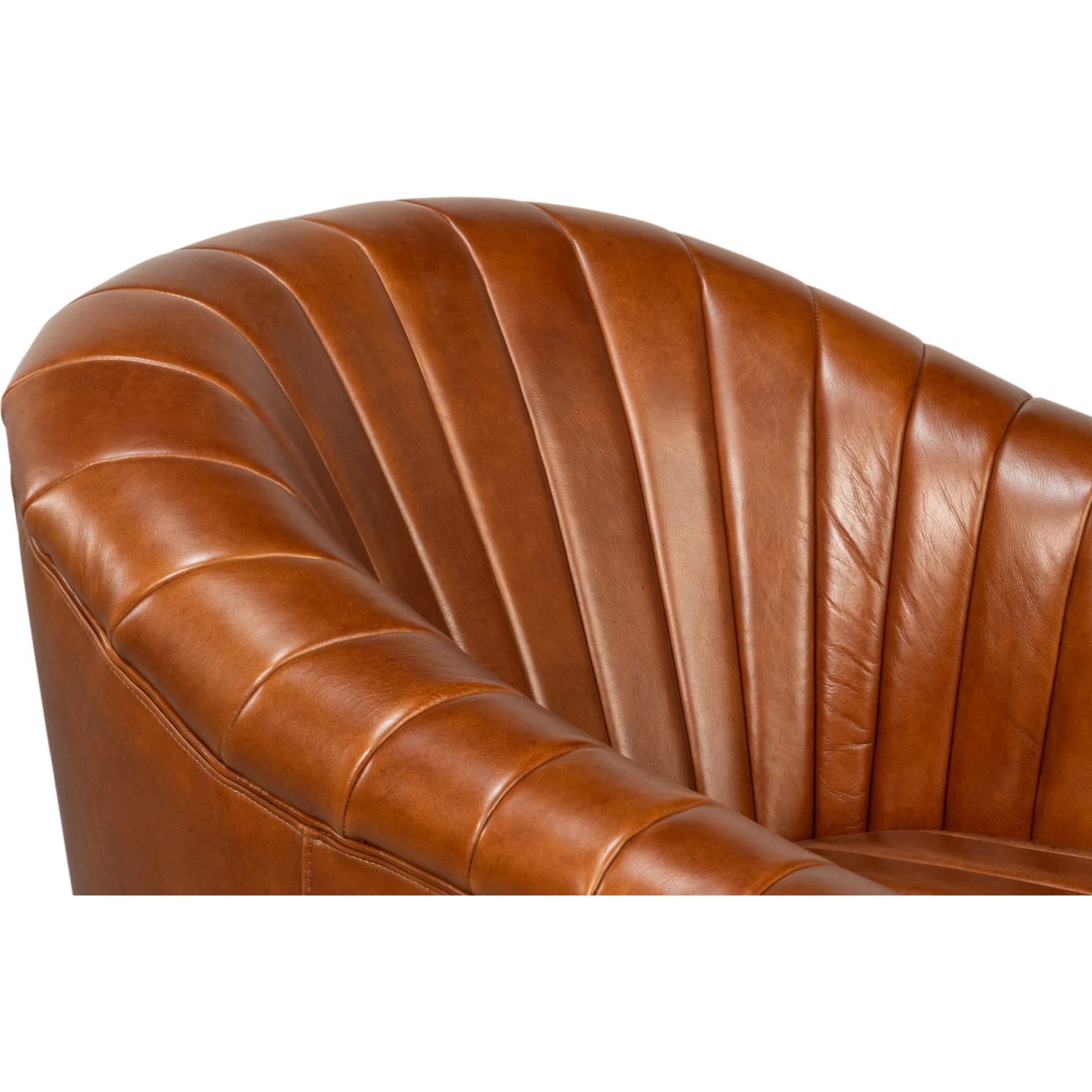 Essex Swivel Chair by Sarreid Ltd.. Made from cow leather in a traditional style.