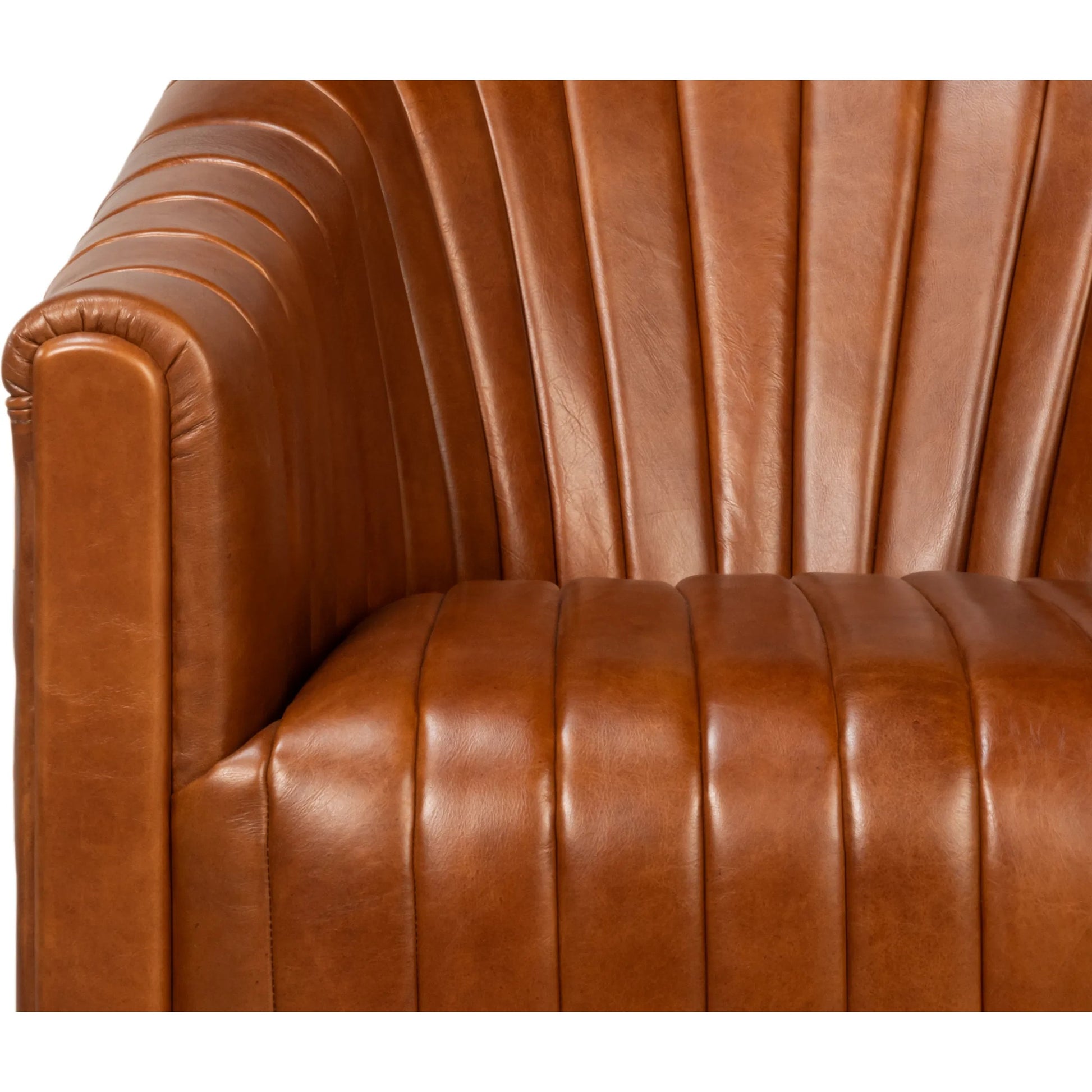 Essex Swivel Chair by Sarreid Ltd.. Made from cow leather in a traditional style.