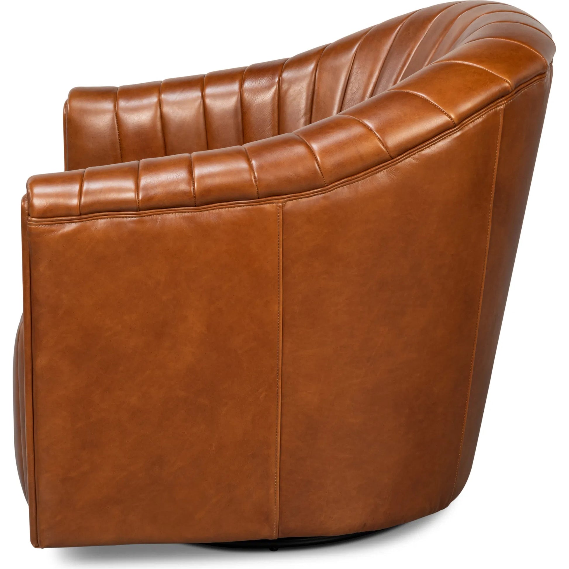 Essex Swivel Chair by Sarreid Ltd.. Made from cow leather in a traditional style.