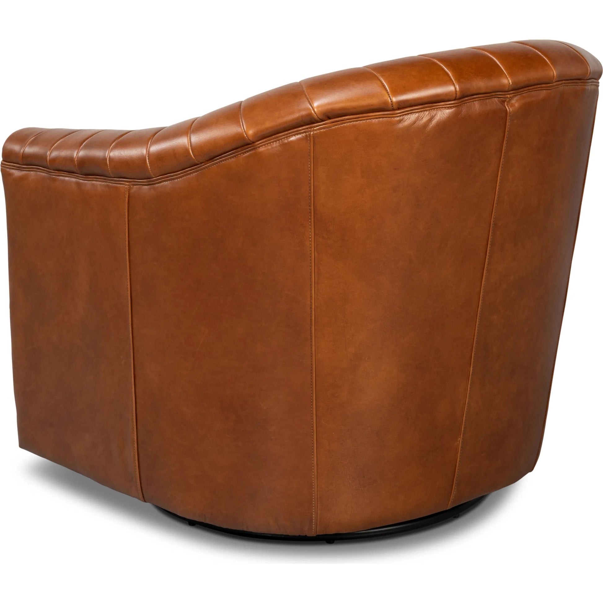 Essex Swivel Chair by Sarreid Ltd.. Made from cow leather in a traditional style.