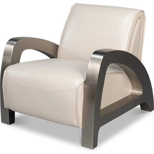 Carlisle Armchair by Sarreid Ltd.. Made from leather, stainless steel in a unique style.
