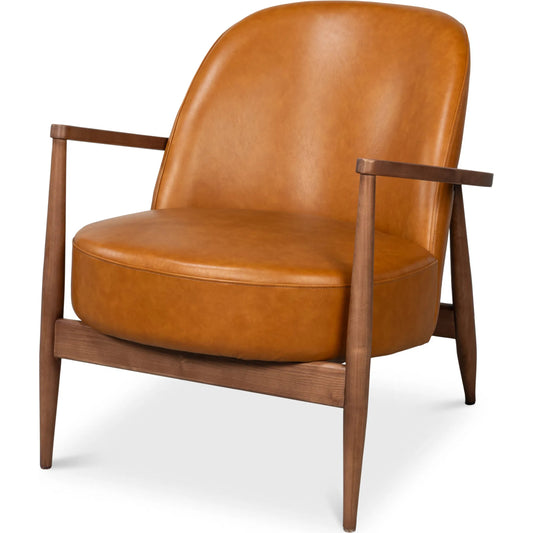 Pindar Armchair by Sarreid Ltd.. Made from leather, ash wood in a unique style.