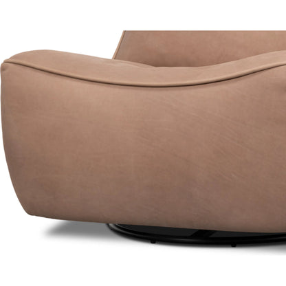 Kennett Swivel Chair by Sarreid Ltd.. Made from leather in a traditional style.