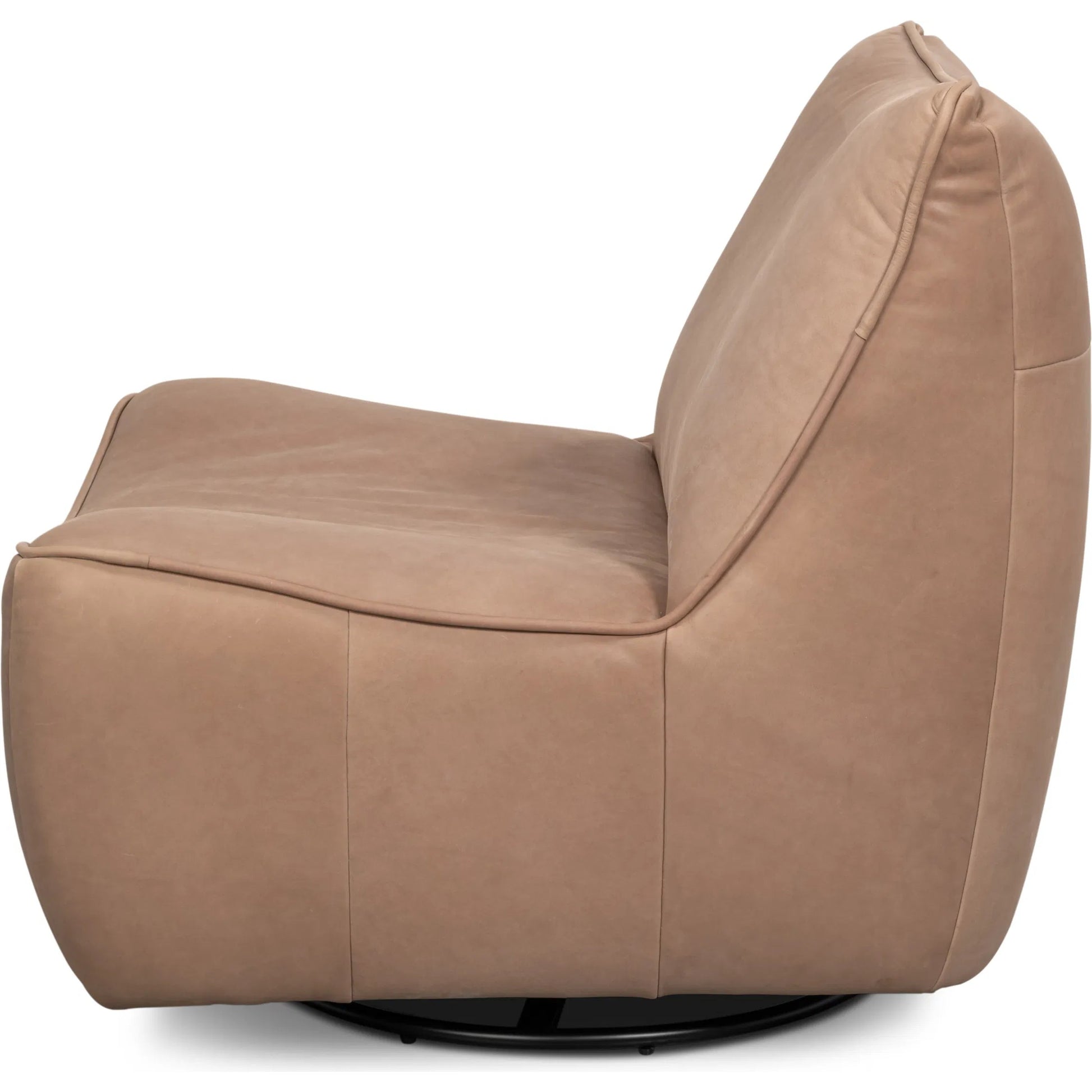 Kennett Swivel Chair by Sarreid Ltd.. Made from leather in a traditional style.