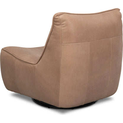 Kennett Swivel Chair by Sarreid Ltd.. Made from leather in a traditional style.