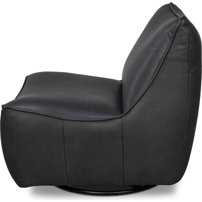Kennett Swivel Chair by Sarreid Ltd.. Made from leather in a traditional style.