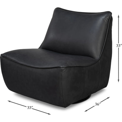 Kennett Swivel Chair by Sarreid Ltd.. Made from leather in a traditional style.