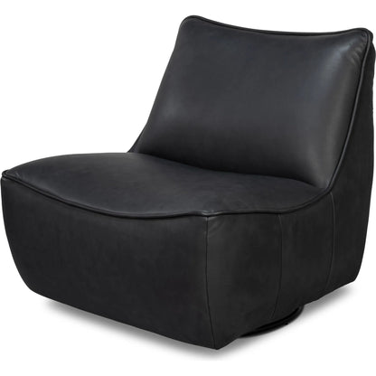 Kennett Swivel Chair by Sarreid Ltd.. Made from leather in a traditional style.