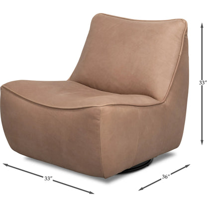 Kennett Swivel Chair by Sarreid Ltd.. Made from leather in a traditional style.