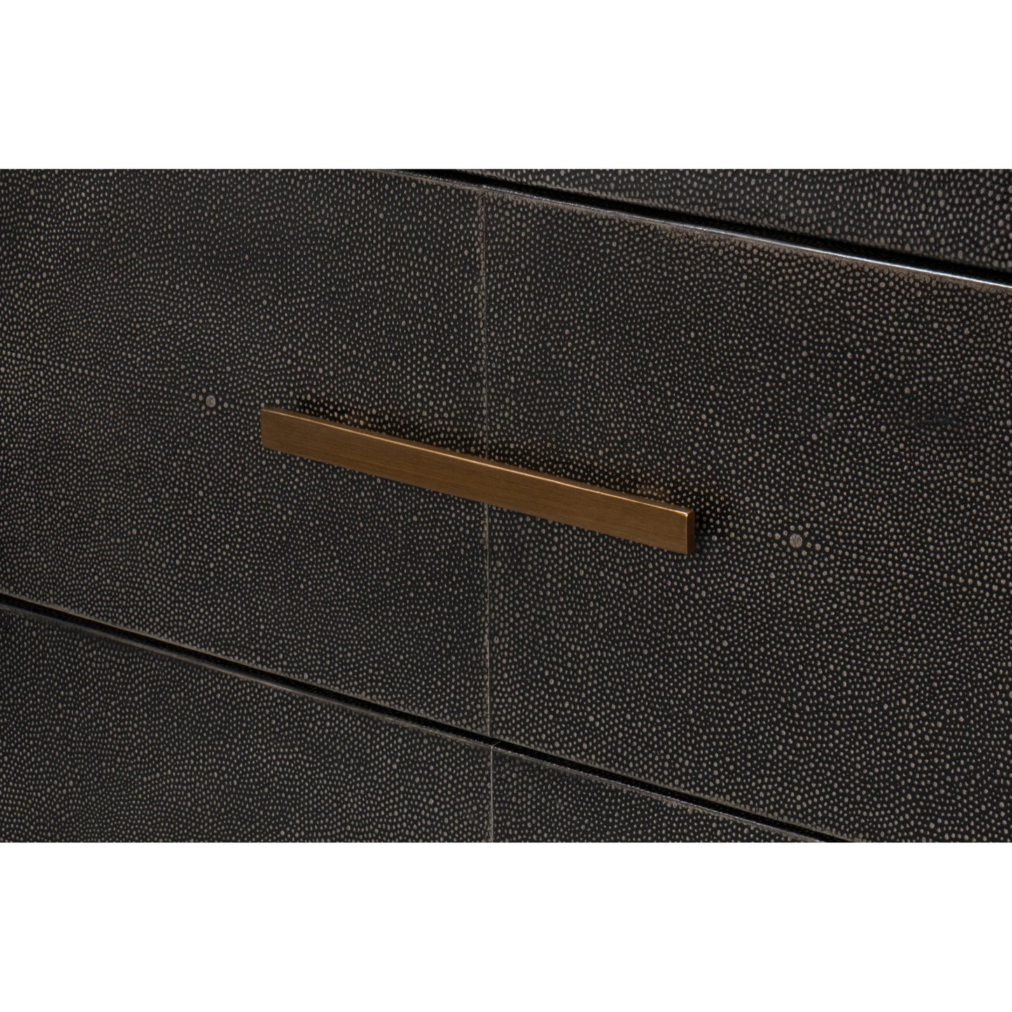 009 SI-2369150 | Closeup | Desmond Sideboard by Sarreid Ltd. in antique grey. Made from iron, leather, wood, antique grey blackstone, brass metal in a modern style.