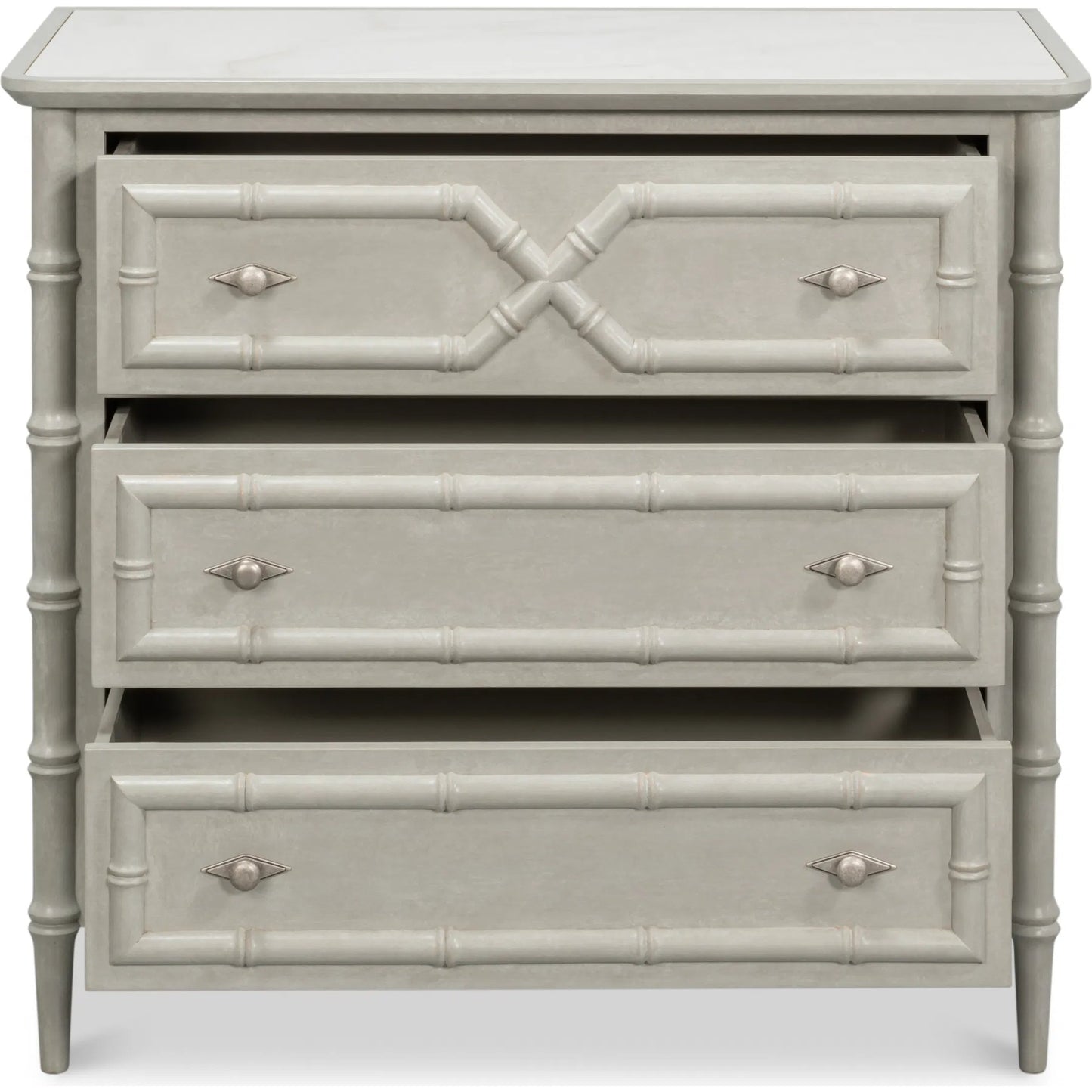 005 SI-2369169 | Additional Silo | Tortola Chest by Sarreid Ltd. in white porcelain, grigio serena pulit. Made from unique in a traditional style.