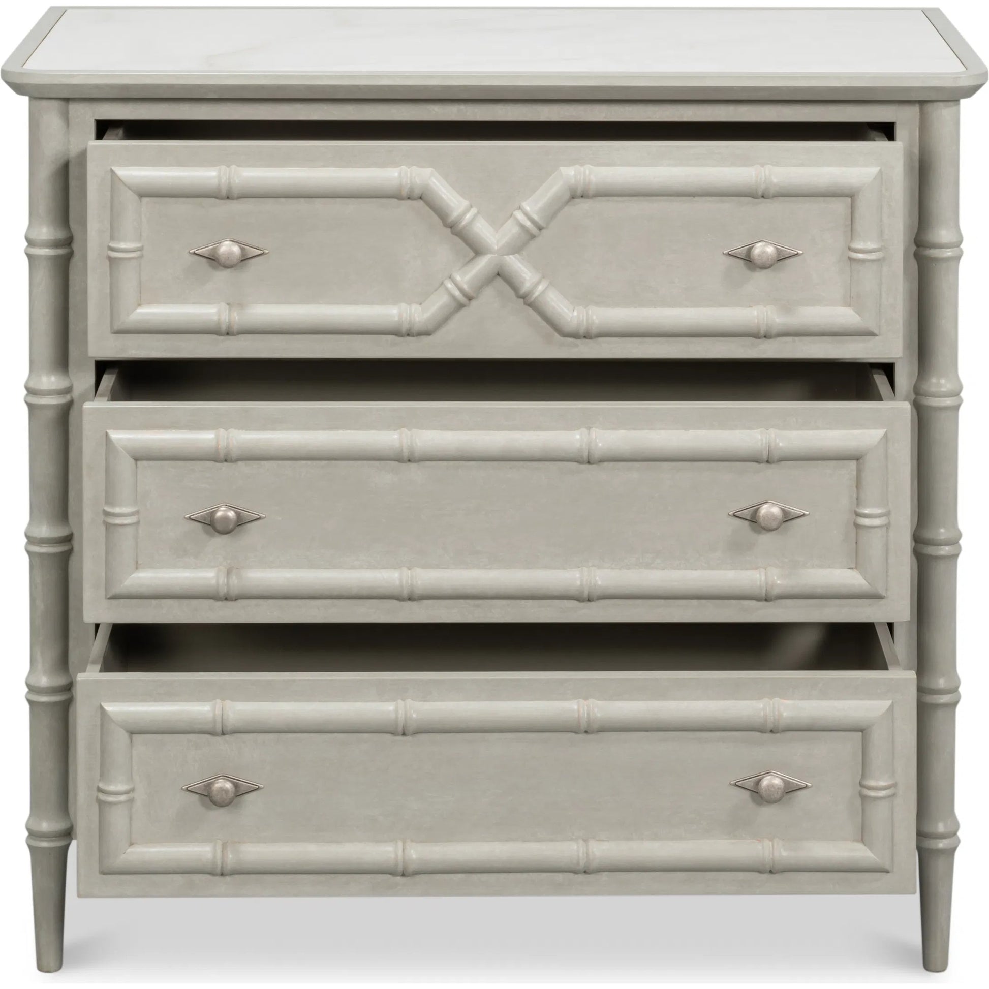 Tortola Chest by Sarreid Ltd. in white porcelain, grigio serena pulit. Made from unique in a traditional style.