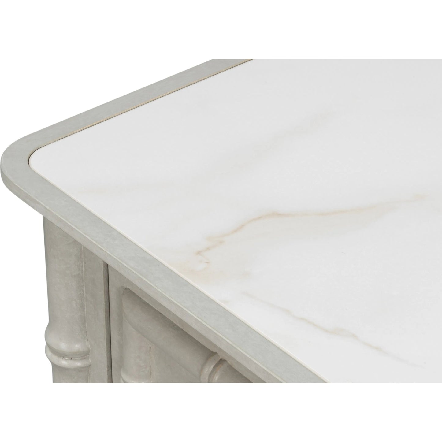 008 SI-2369169 | Closeup | Tortola Chest by Sarreid Ltd. in white porcelain, grigio serena pulit. Made from unique in a traditional style.