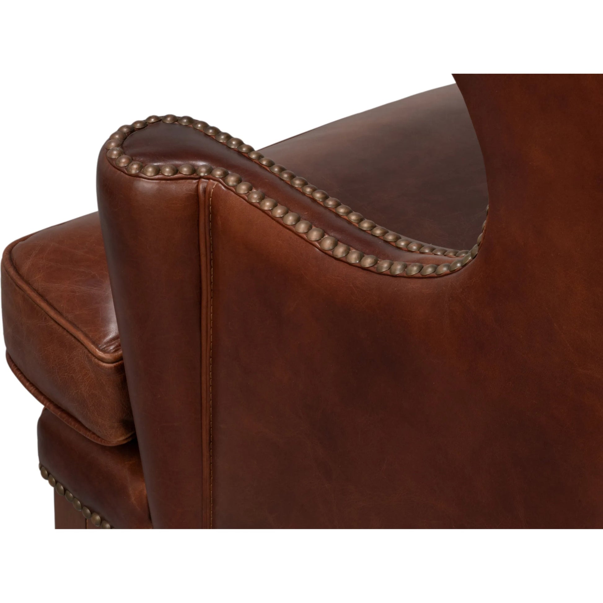 Smithfield Wing Chair by Sarreid Ltd. in newark brown. Made from leather in a traditional style.