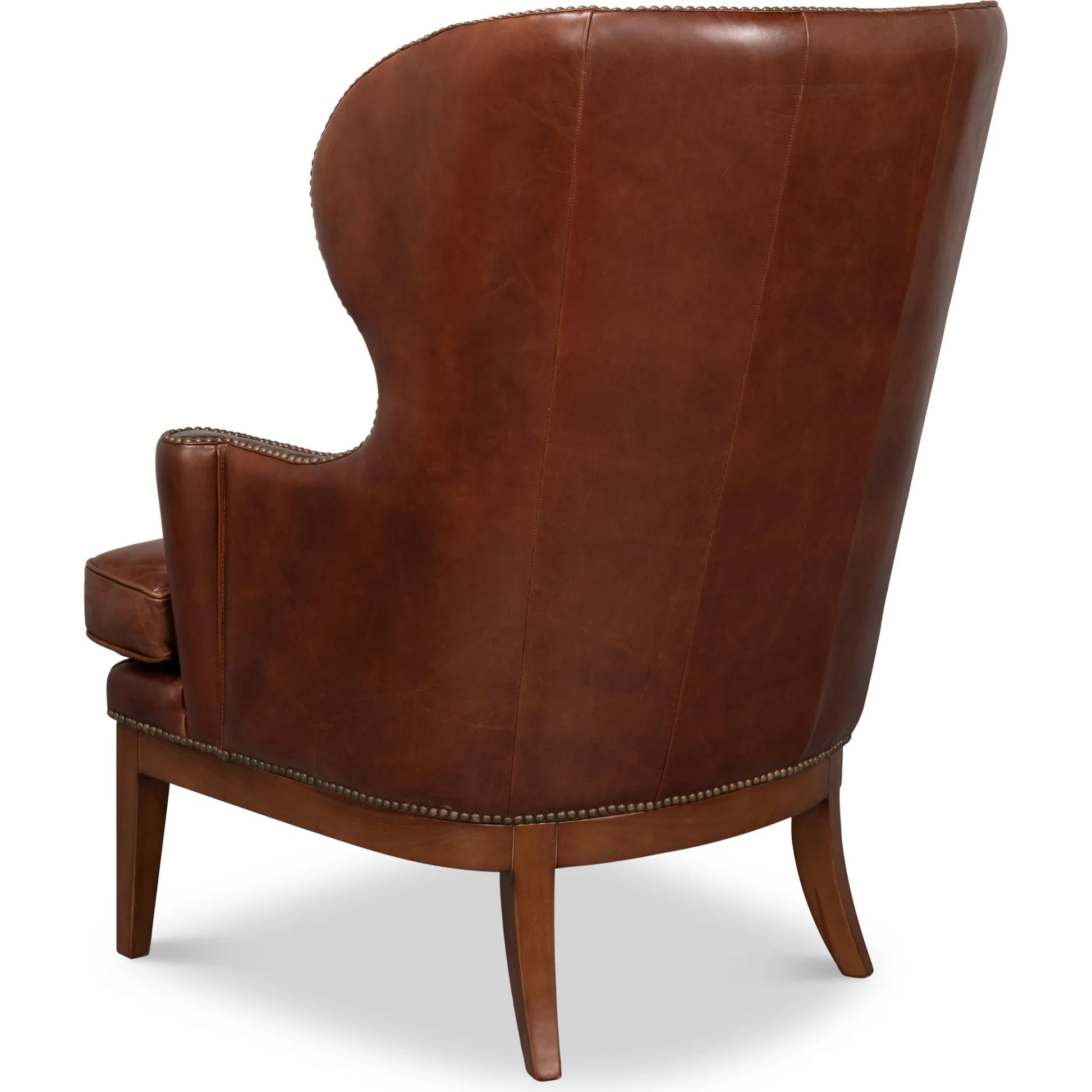 Smithfield Wing Chair by Sarreid Ltd. in newark brown. Made from leather in a traditional style.
