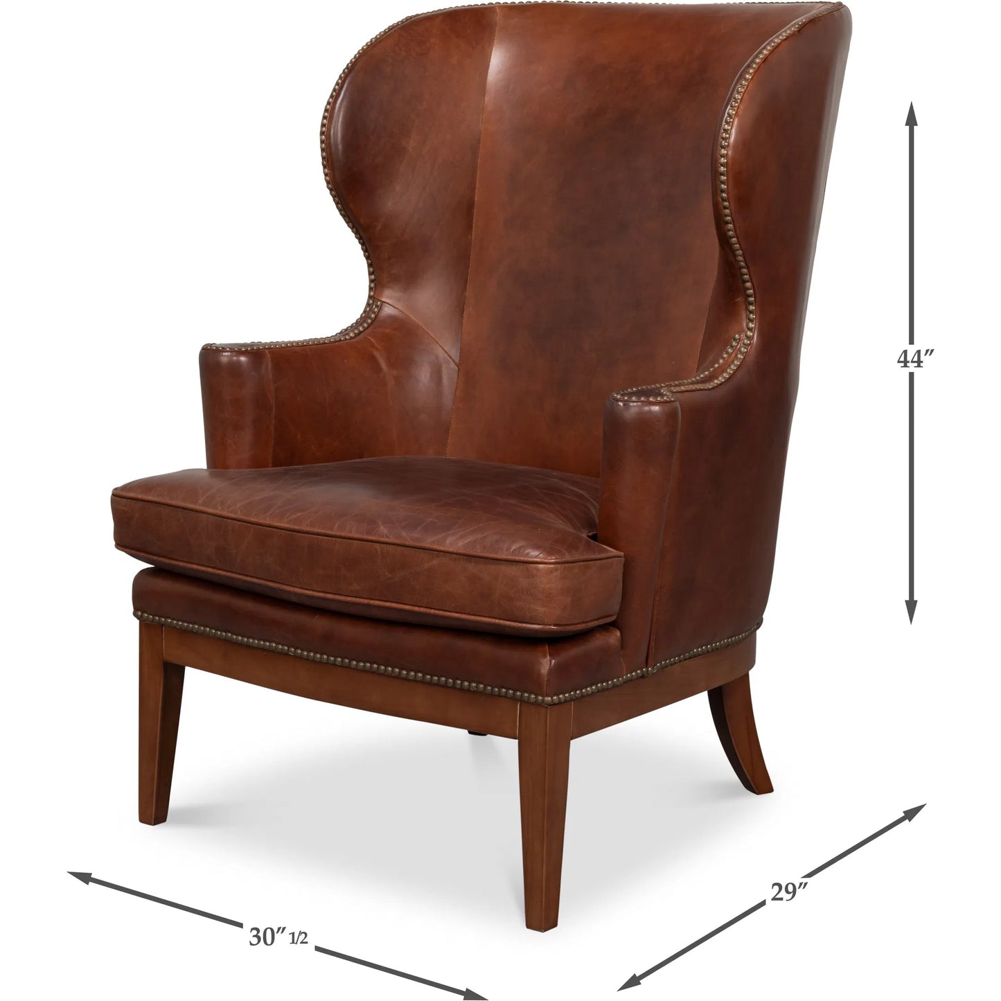 006 SI-2369167 | Additional Silo | Smithfield Wing Chair by Sarreid Ltd. in newark brown. Made from leather in a traditional style.