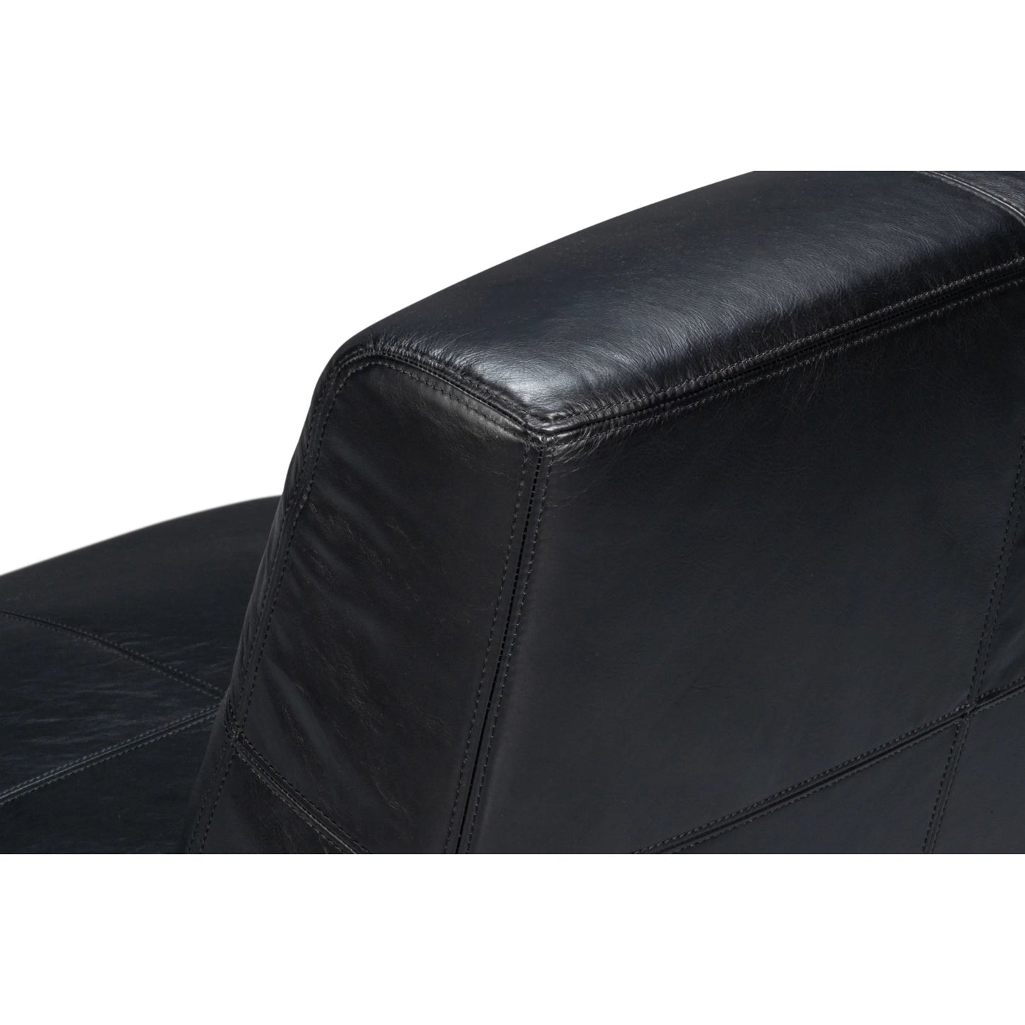 018 SI-2462104 | Closeup | Wylam Leather Chair by Sarreid Ltd. in onyx black. Made from unique in a traditional style.