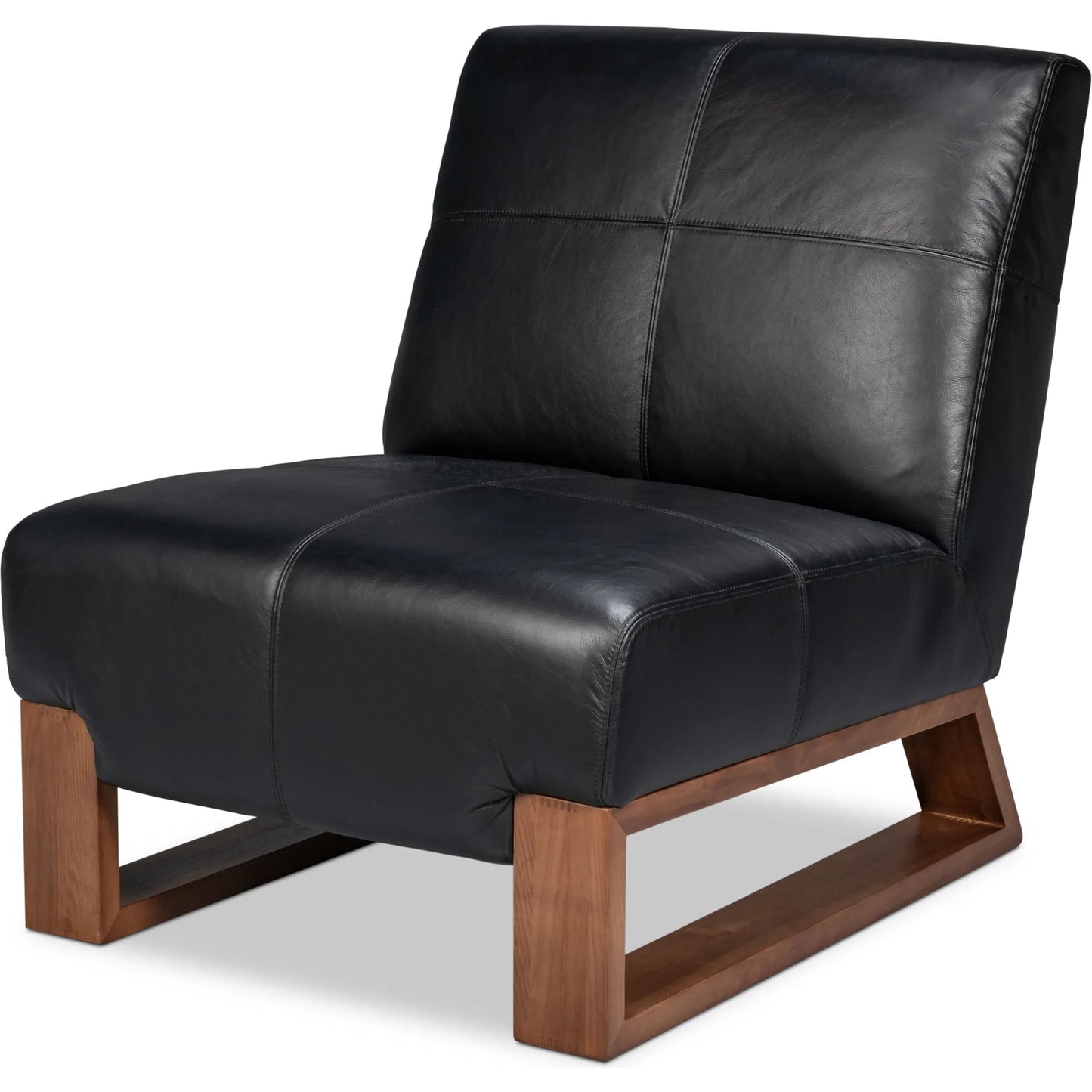 013 SI-2462104 | Primary Silo | Wylam Leather Chair by Sarreid Ltd. in onyx black. Made from unique in a traditional style.