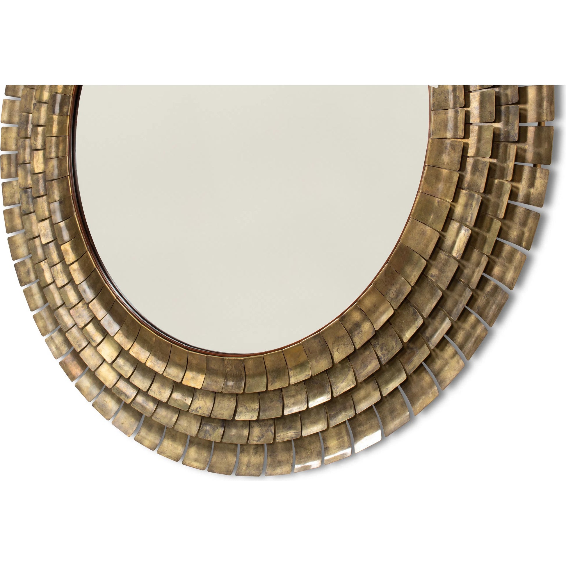 Mistral Wall Mirror by Sarreid Ltd. in brass. Made from brass, clear mirror in a unique style.