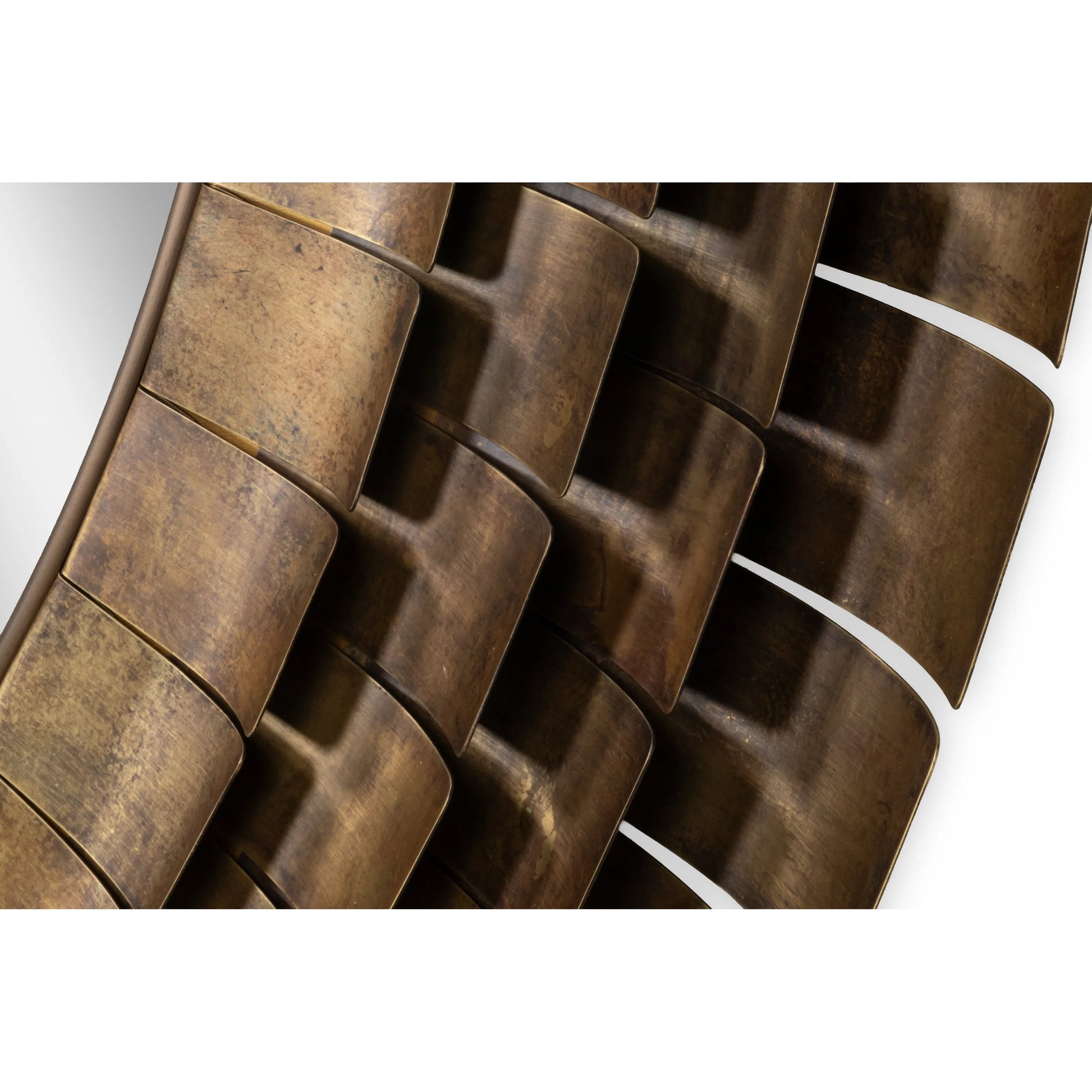 Mistral Wall Mirror by Sarreid Ltd. in brass. Made from brass, clear mirror in a unique style.