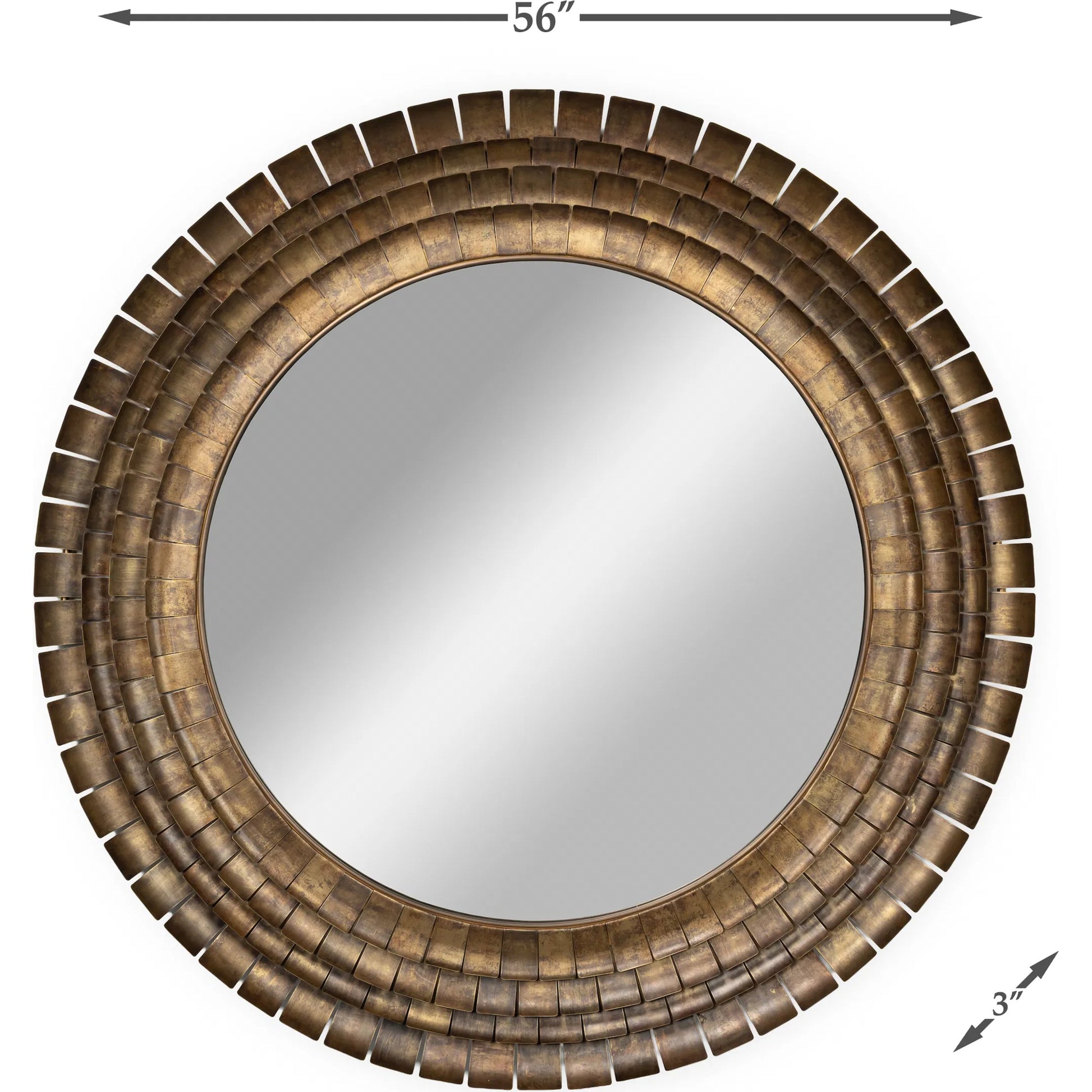 Mistral Wall Mirror by Sarreid Ltd. in brass. Made from brass, clear mirror in a unique style.