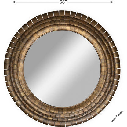 Mistral Wall Mirror by Sarreid Ltd. in brass. Made from brass, clear mirror in a unique style.