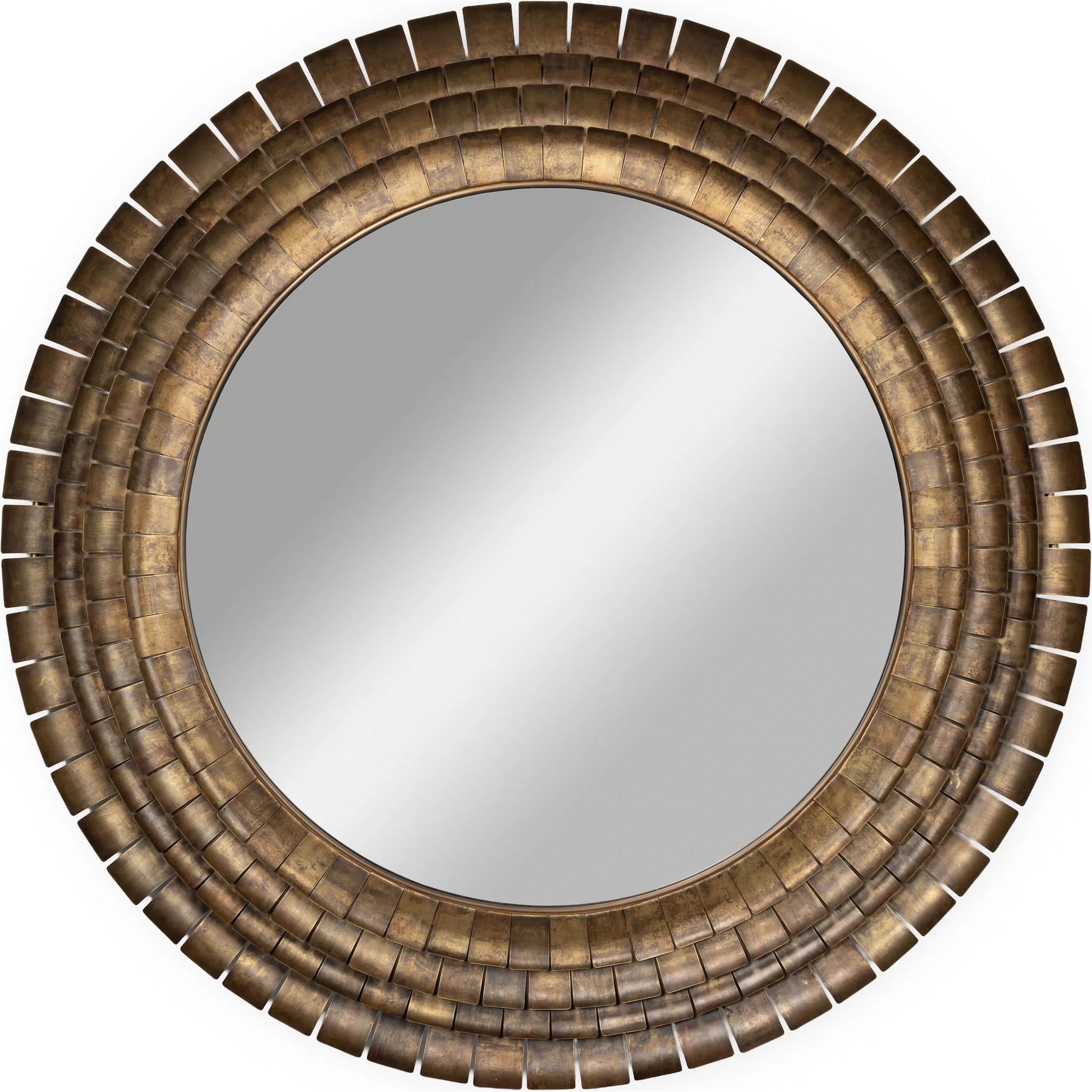 Mistral Wall Mirror by Sarreid Ltd. in brass. Made from brass, clear mirror in a unique style.