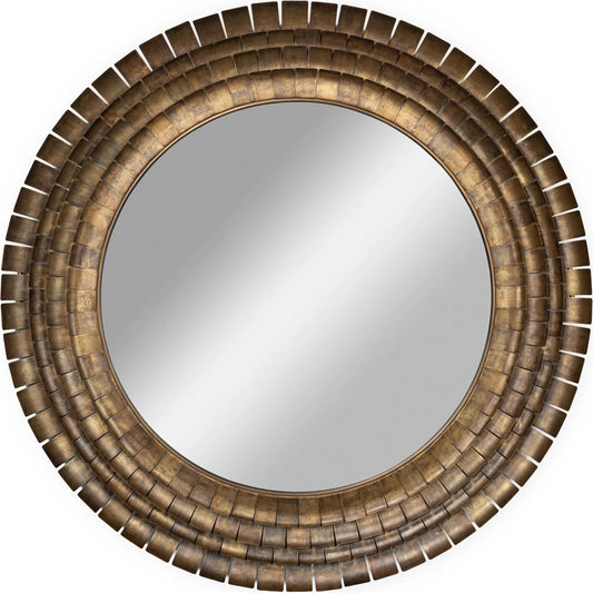 Mistral Wall Mirror by Sarreid Ltd. in brass. Made from brass, clear mirror in a unique style.