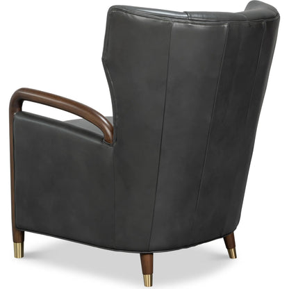 Alastair Chair by Sarreid Ltd.. Made from leather in a traditional style.