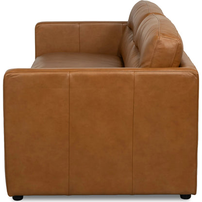Grant Tuxedo Sofa by Sarreid Ltd. in brown and top grain leather, caramel leather. Made from unique in a unique style.