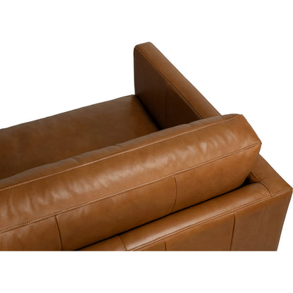 Grant Tuxedo Sofa by Sarreid Ltd. in brown and top grain leather, caramel leather. Made from unique in a unique style.