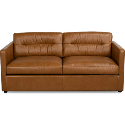 Grant Tuxedo Sofa by Sarreid Ltd. in brown and top grain leather, caramel leather. Made from unique in a unique style.