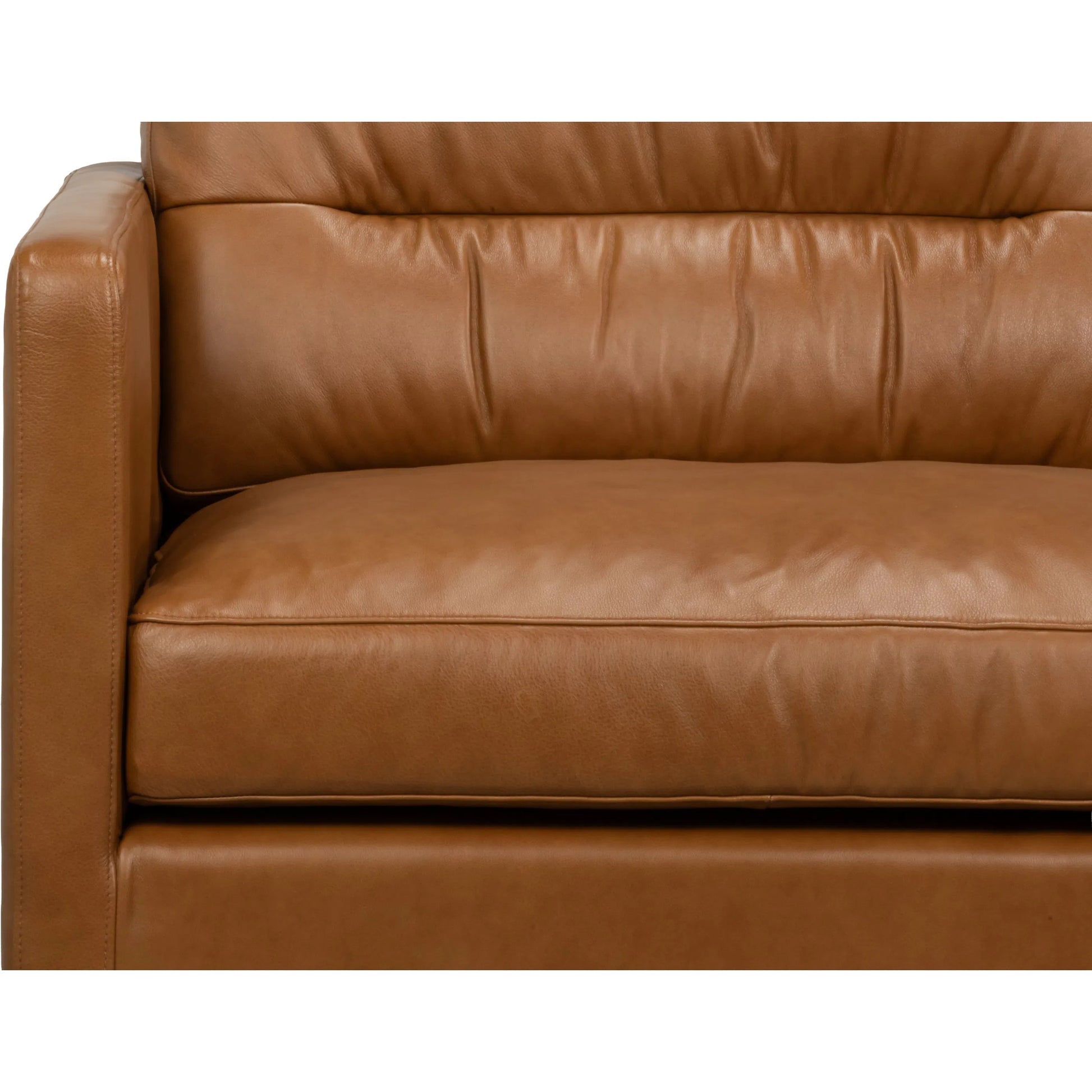 Grant Tuxedo Sofa by Sarreid Ltd. in brown and top grain leather, caramel leather. Made from unique in a unique style.
