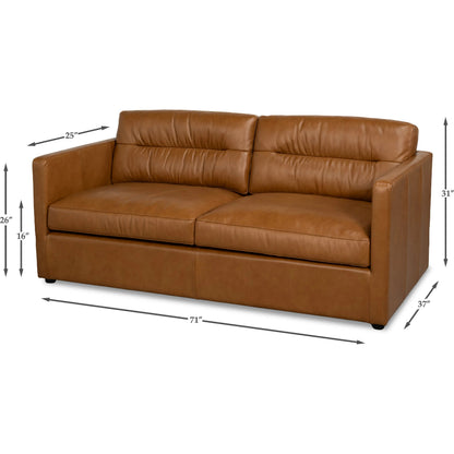 Grant Tuxedo Sofa by Sarreid Ltd. in brown and top grain leather, caramel leather. Made from unique in a unique style.