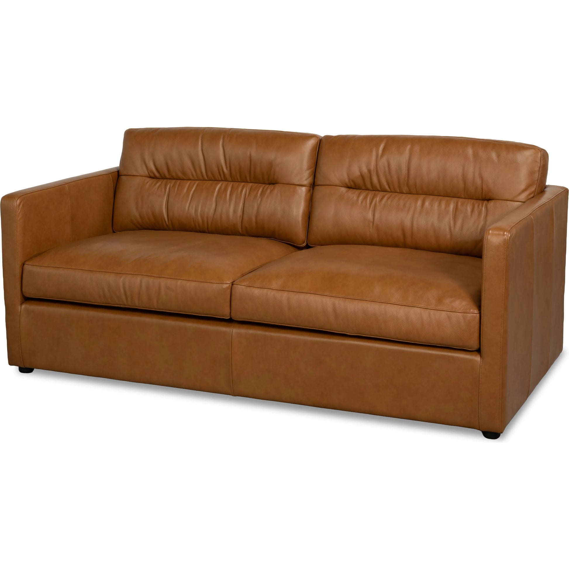 Grant Tuxedo Sofa by Sarreid Ltd. in brown and top grain leather, caramel leather. Made from unique in a unique style.
