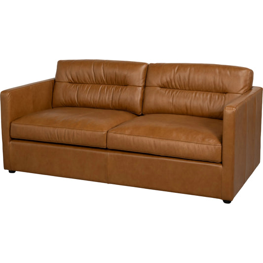 Grant Tuxedo Sofa by Sarreid Ltd. in brown and top grain leather, caramel leather. Made from unique in a unique style.