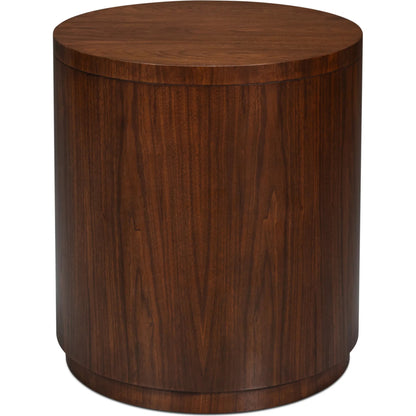 Vero Side Table by Sarreid Ltd. in walnut. Made from dark walnut in a unique style.