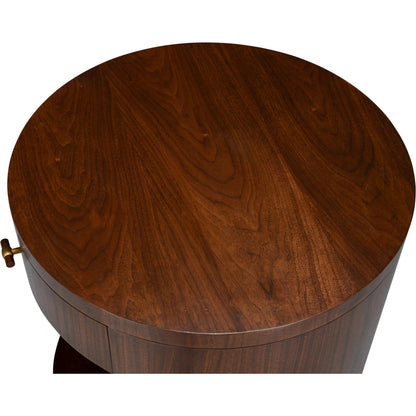 Vero Side Table by Sarreid Ltd. in walnut. Made from dark walnut in a unique style.