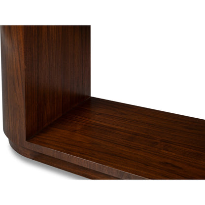 Vero Console Table by Sarreid Ltd. in walnut. Made from dark walnut in a unique style.