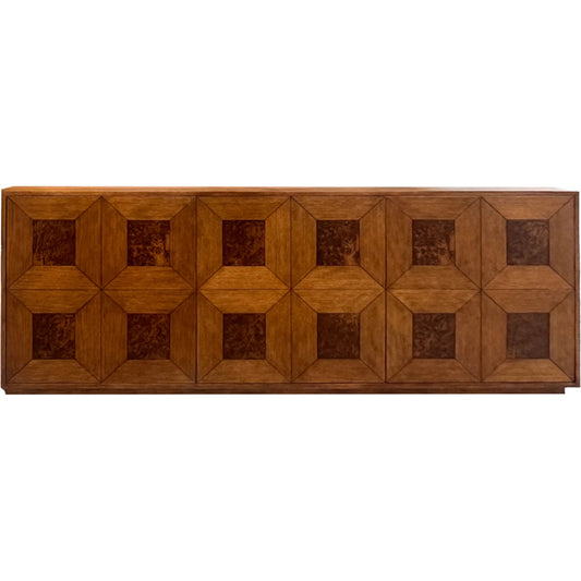 Newport Credenza by Sarreid Ltd. in old world walnut. Made from maple, quarter white oak, chestnut in a traditional style.