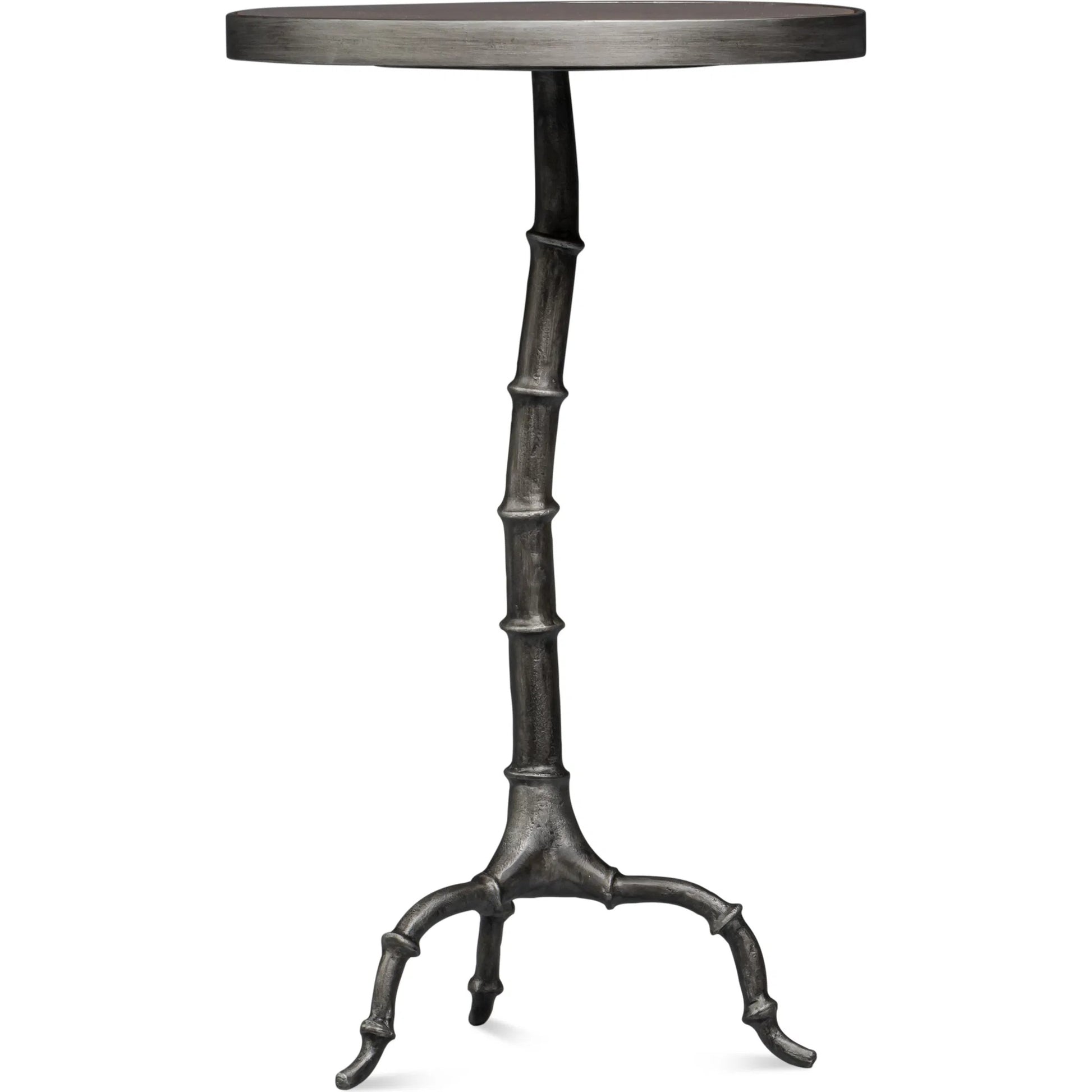 Brightleaf Table by Sarreid Ltd. in brown, pewter. Made from casted aluminum in a traditional style.