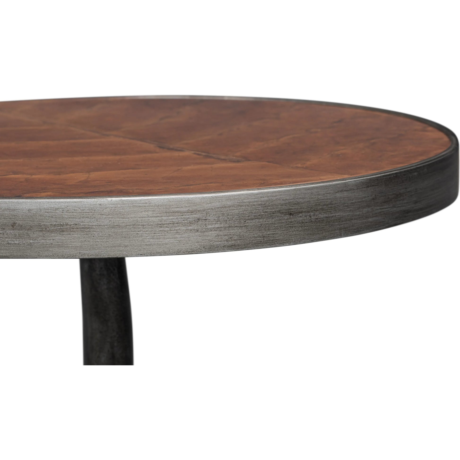 Brightleaf Table by Sarreid Ltd. in brown, pewter. Made from casted aluminum in a traditional style.