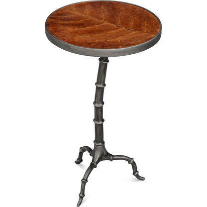 Brightleaf Table by Sarreid Ltd. in brown, pewter. Made from casted aluminum in a traditional style.