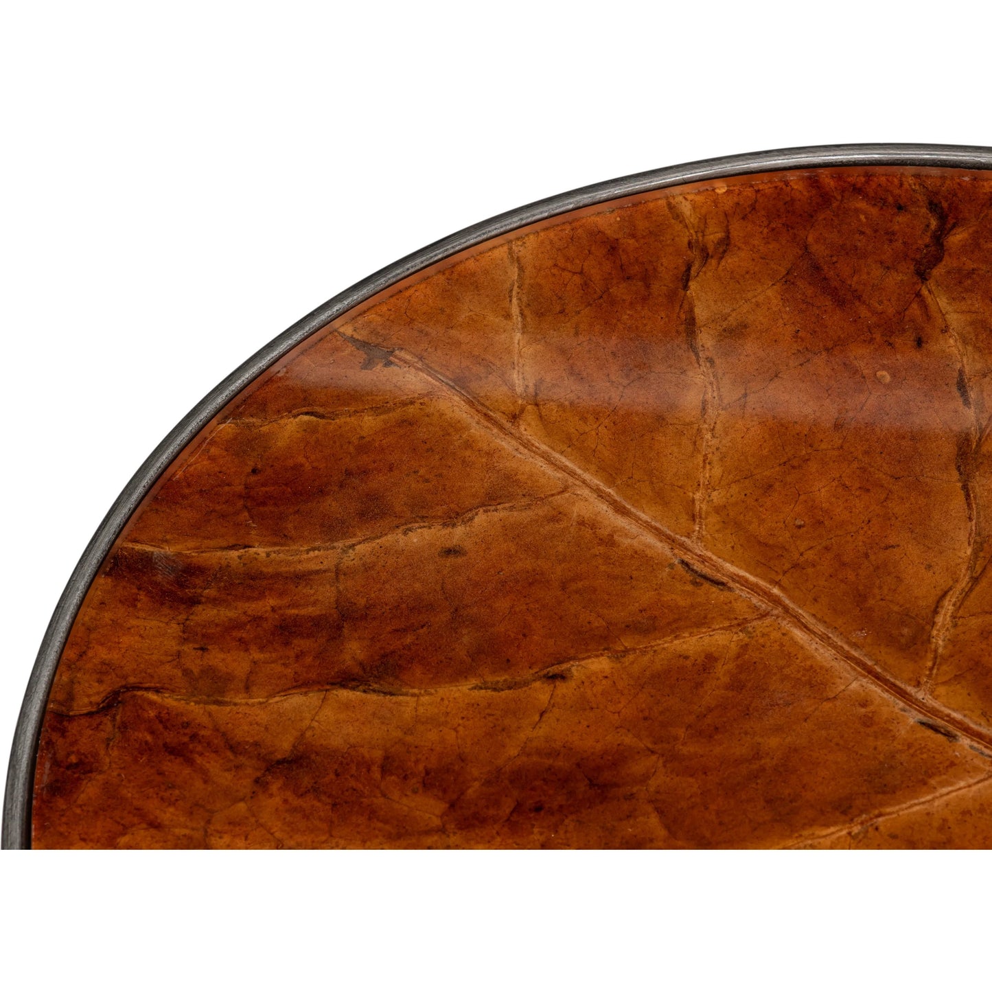 006 SI-2473327 | Closeup | Brightleaf Table by Sarreid Ltd. in brown, pewter. Made from casted aluminum in a traditional style.