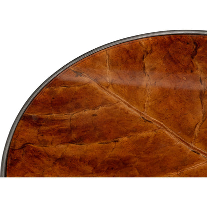 Brightleaf Table by Sarreid Ltd. in brown, pewter. Made from casted aluminum in a traditional style.